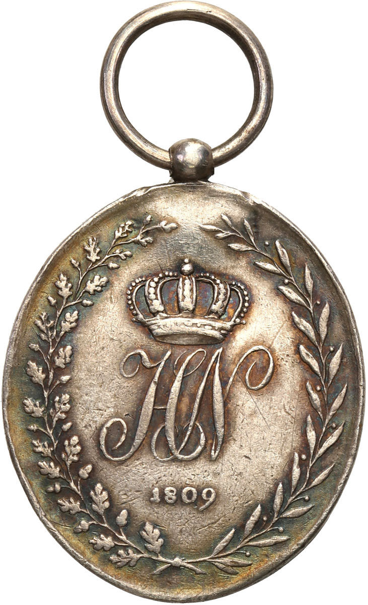 Niemcy, Hieronymus Napoleon (1807-1813). Medal za odwagę westfalską 1809 za 10 lat służby - RZADKI